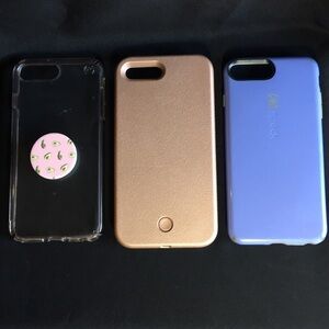 iPhone cases 7 plus x3. Rose gold light up, purple